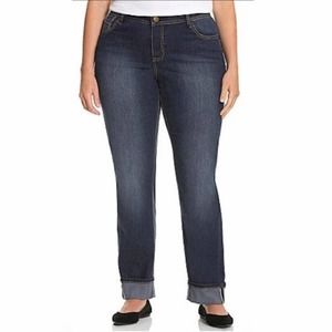Lane Bryant Blue Straight Leg Cuffed Jeans Size 24